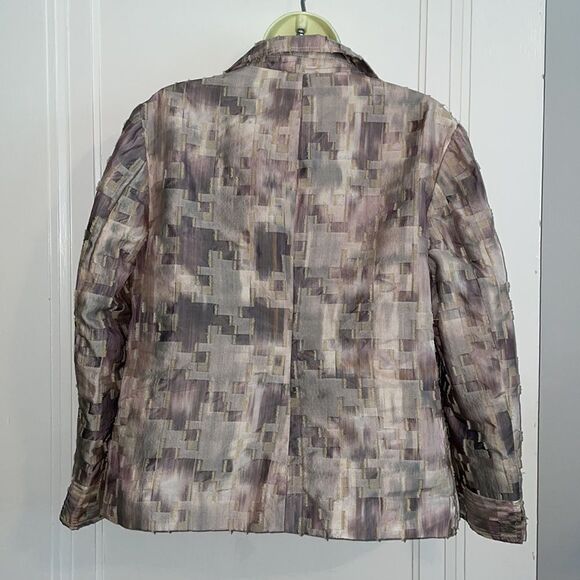 Chico’s tan, purple & lavender polyester jacket - Picture 6 of 8